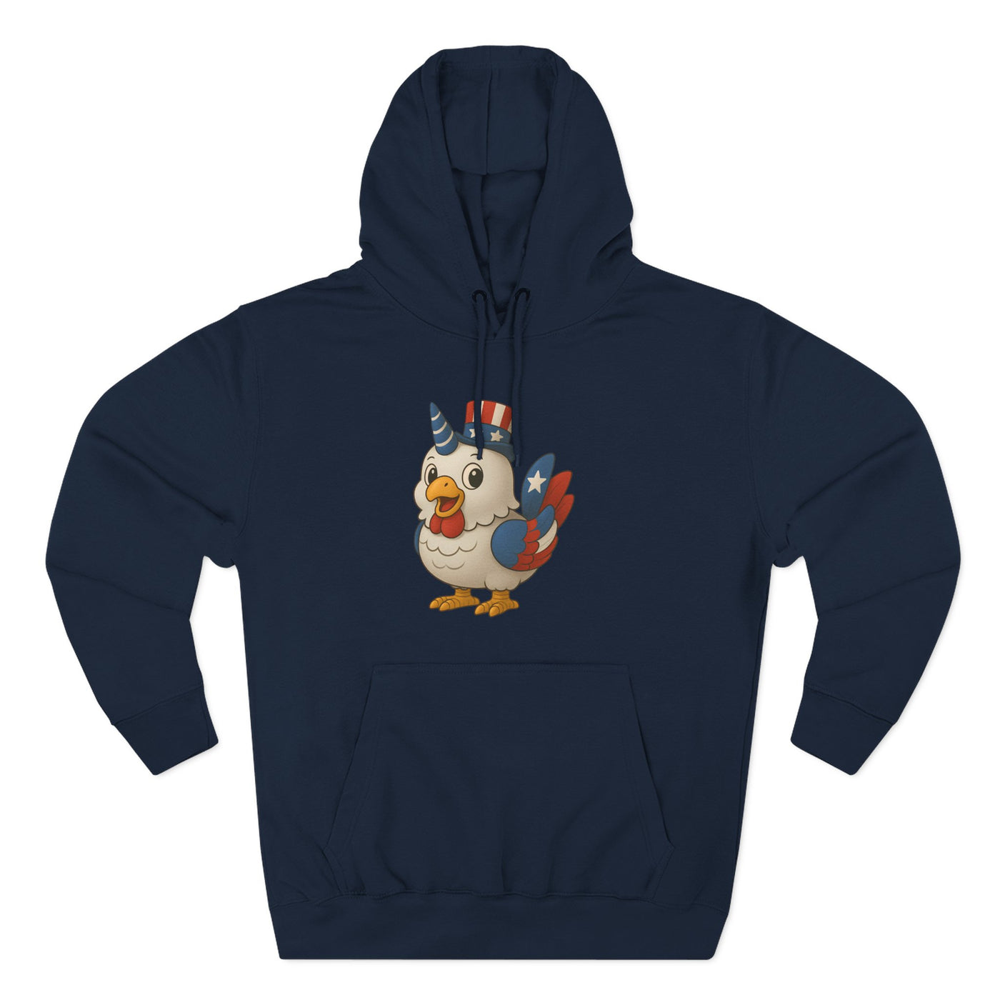 Patriotic Unicorn Chicken Fleece Hoodie, Fun Animal Hoodie, Custom Hoodie, Gift for Kids, Fourth of July Apparel, Summer Fashion