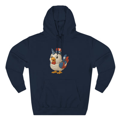 Patriotic Unicorn Chicken Fleece Hoodie, Fun Animal Hoodie, Custom Hoodie, Gift for Kids, Fourth of July Apparel, Summer Fashion