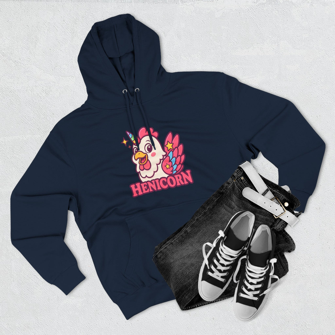 Henicorn Graphic Hoodie, Cute Fleece Sweatshirt, Unique Animal Hoodie, Gift for Animal Lovers, Cozy Graphic Apparel, Fun Unicorn Hoodie