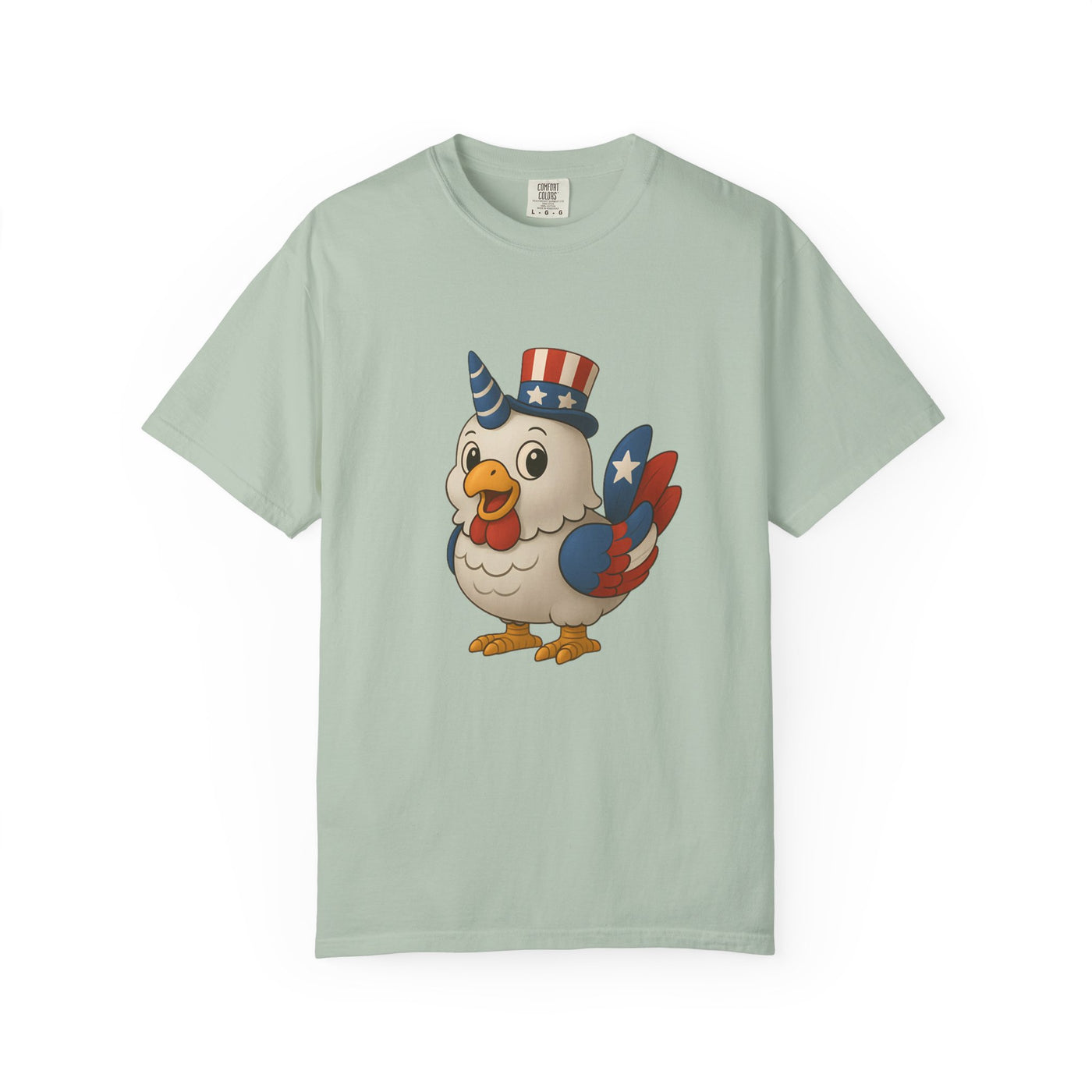 Patriotic Chicken T-shirt, Unisex Garment-Dyed Tee, Funny Graphic Tee, Fourth of July Shirt, Holiday Apparel, Casual Summer Wear
