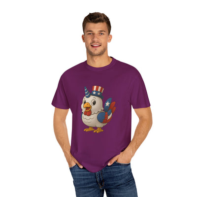 Patriotic Chicken T-shirt, Unisex Garment-Dyed Tee, Funny Graphic Tee, Fourth of July Shirt, Holiday Apparel, Casual Summer Wear
