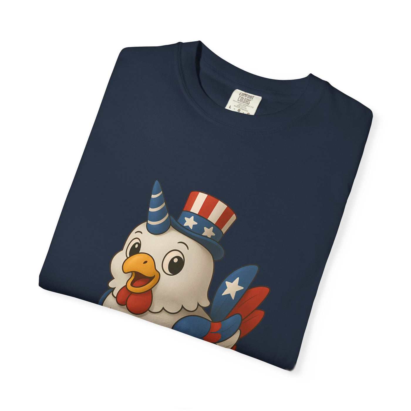 Patriotic Chicken T-shirt, Unisex Garment-Dyed Tee, Funny Graphic Tee, Fourth of July Shirt, Holiday Apparel, Casual Summer Wear