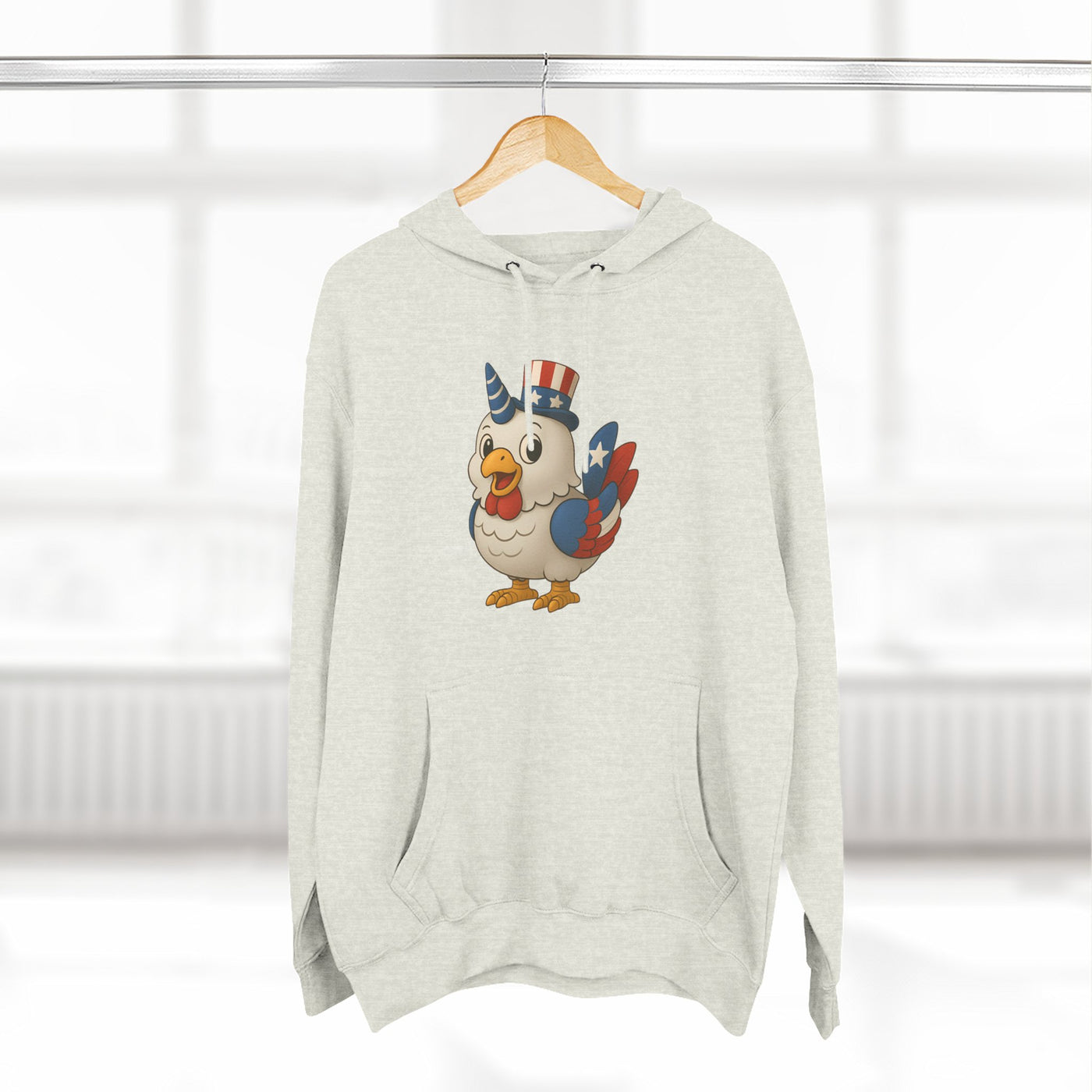 Patriotic Unicorn Chicken Fleece Hoodie, Fun Animal Hoodie, Custom Hoodie, Gift for Kids, Fourth of July Apparel, Summer Fashion