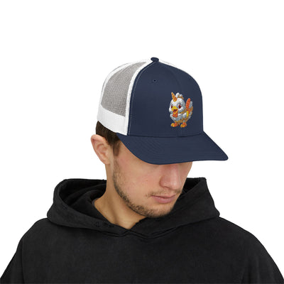Sparkling Chicken Snapback Trucker Cap | Fun Retro Hat for Festivals, Gatherings, Gifts, Birthday Parties, Casual Wear