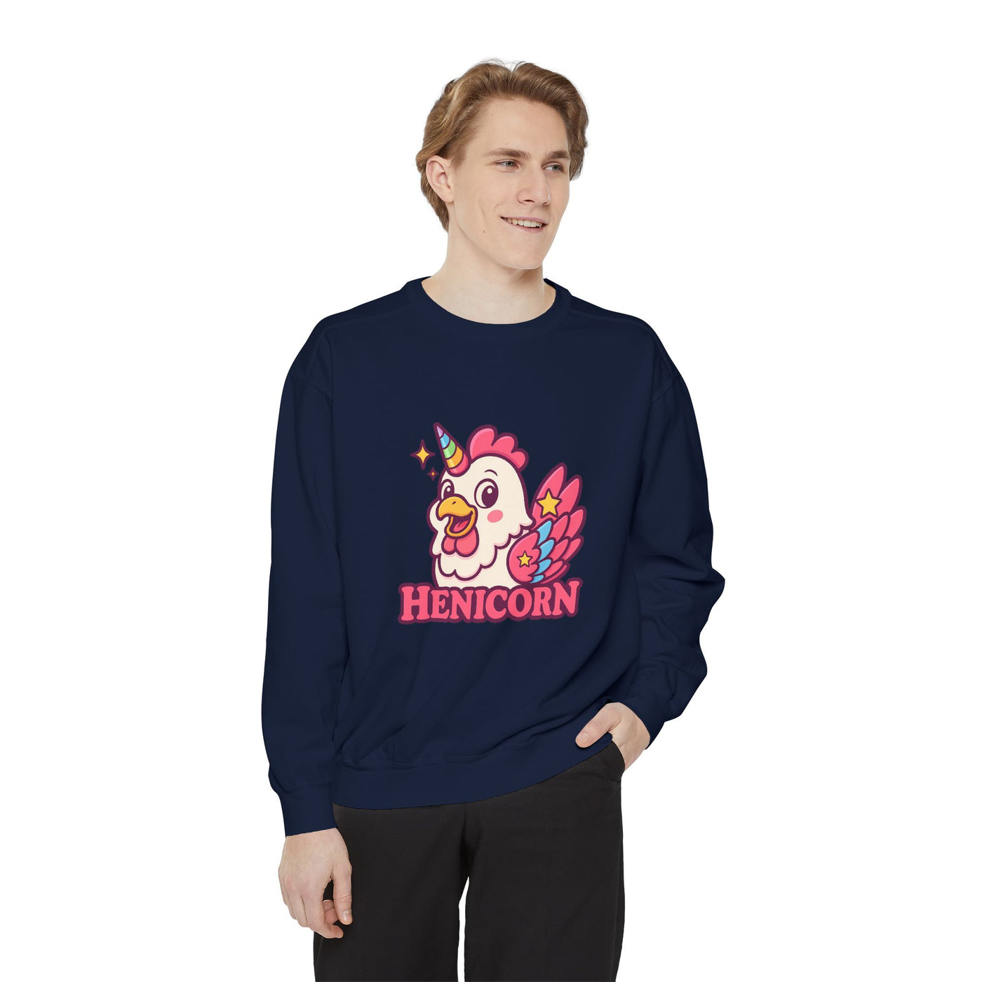 Henicorn Unisex Sweatshirt, Cute Sweater for Animal Lovers, Cozy Gift for Birthdays, Funny Chicken Apparel, Trendy Comfortable Wear