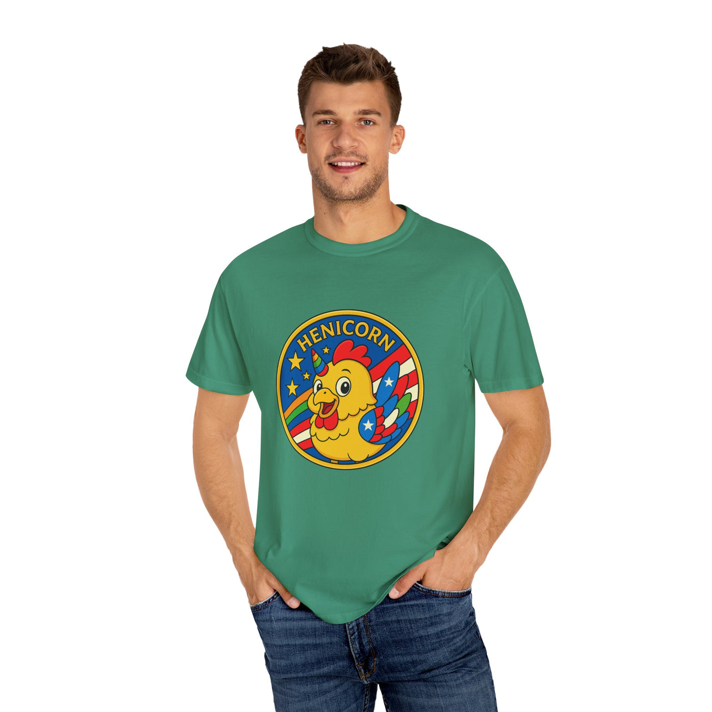 Henicorn Graphic T-Shirt, Funny Gift, Unisex Casual Tee, Quirky Apparel, Chicken Lover Shirt, Celebrate Uniqueness