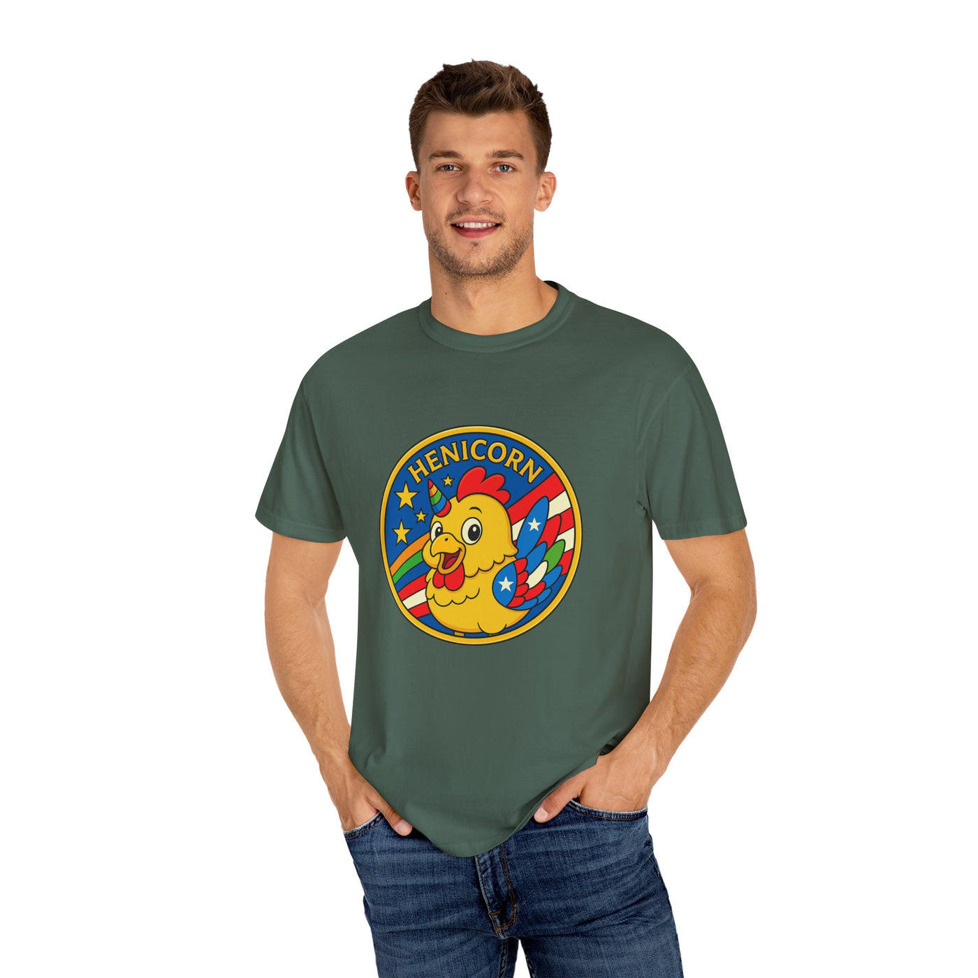 Henicorn Graphic T-Shirt, Funny Gift, Unisex Casual Tee, Quirky Apparel, Chicken Lover Shirt, Celebrate Uniqueness