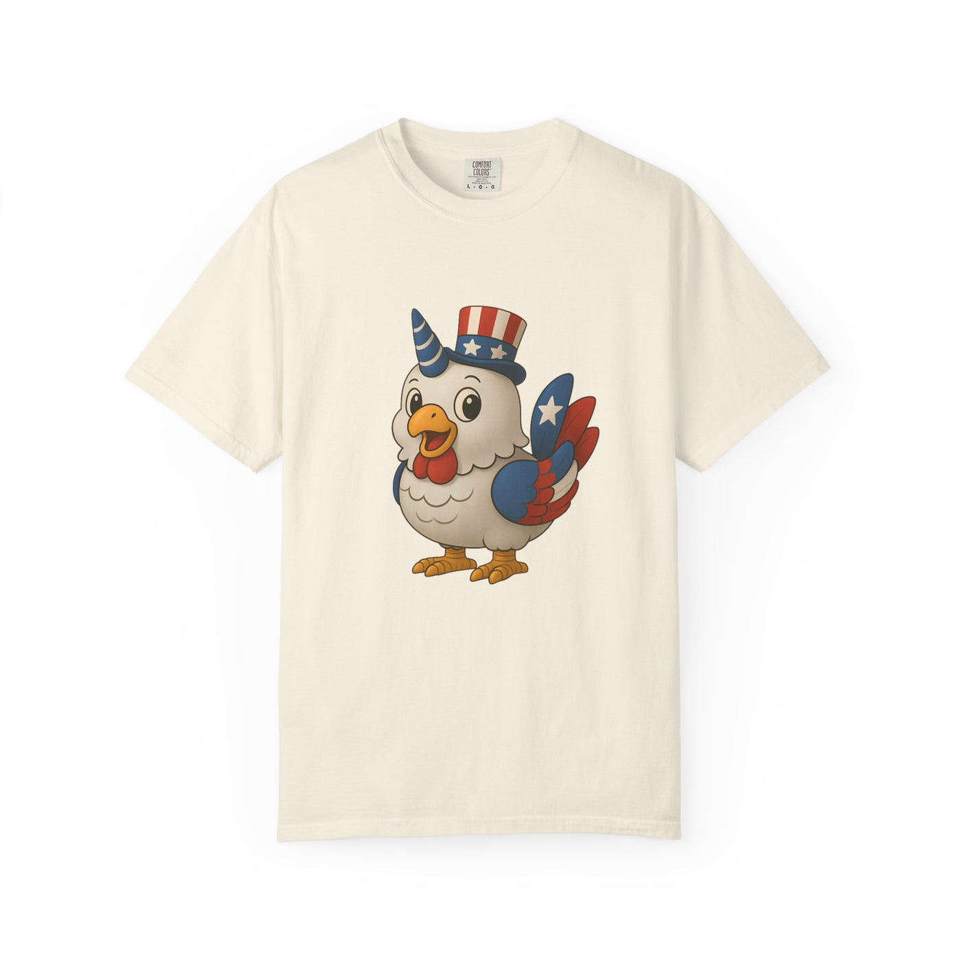 Patriotic Chicken T-shirt, Unisex Garment-Dyed Tee, Funny Graphic Tee, Fourth of July Shirt, Holiday Apparel, Casual Summer Wear