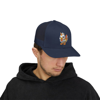 Sparkling Chicken Snapback Trucker Cap | Fun Retro Hat for Festivals, Gatherings, Gifts, Birthday Parties, Casual Wear