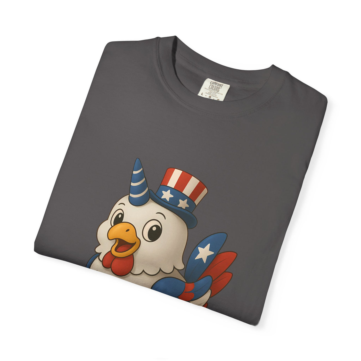 Patriotic Chicken T-shirt, Unisex Garment-Dyed Tee, Funny Graphic Tee, Fourth of July Shirt, Holiday Apparel, Casual Summer Wear