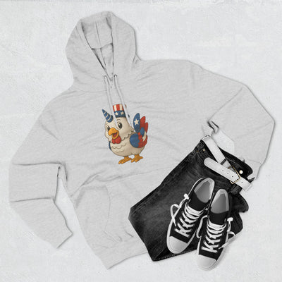 Patriotic Unicorn Chicken Fleece Hoodie, Fun Animal Hoodie, Custom Hoodie, Gift for Kids, Fourth of July Apparel, Summer Fashion