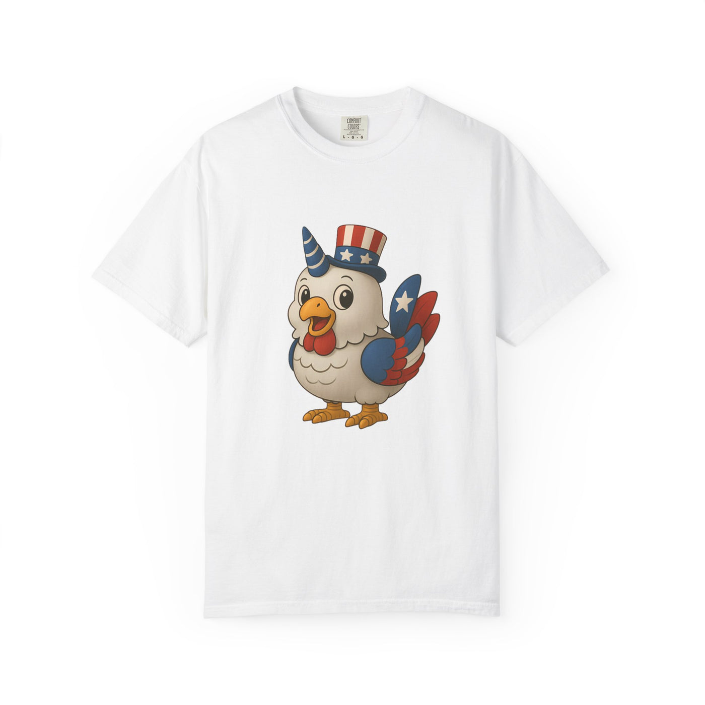 Patriotic Chicken T-shirt, Unisex Garment-Dyed Tee, Funny Graphic Tee, Fourth of July Shirt, Holiday Apparel, Casual Summer Wear