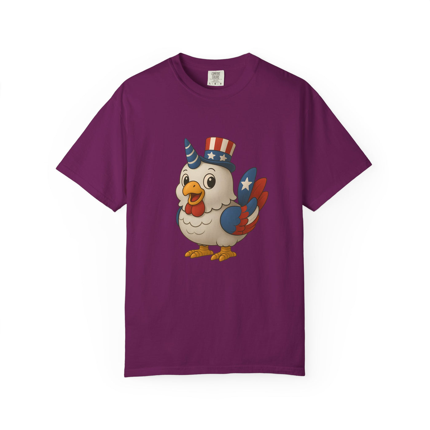 Patriotic Chicken T-shirt, Unisex Garment-Dyed Tee, Funny Graphic Tee, Fourth of July Shirt, Holiday Apparel, Casual Summer Wear