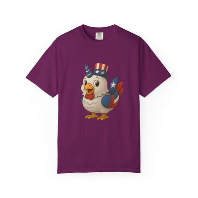 Patriotic Chicken T-shirt, Unisex Garment-Dyed Tee, Funny Graphic Tee, Fourth of July Shirt, Holiday Apparel, Casual Summer Wear