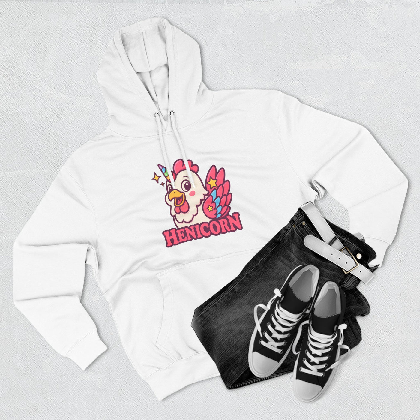Henicorn Graphic Hoodie, Cute Fleece Sweatshirt, Unique Animal Hoodie, Gift for Animal Lovers, Cozy Graphic Apparel, Fun Unicorn Hoodie