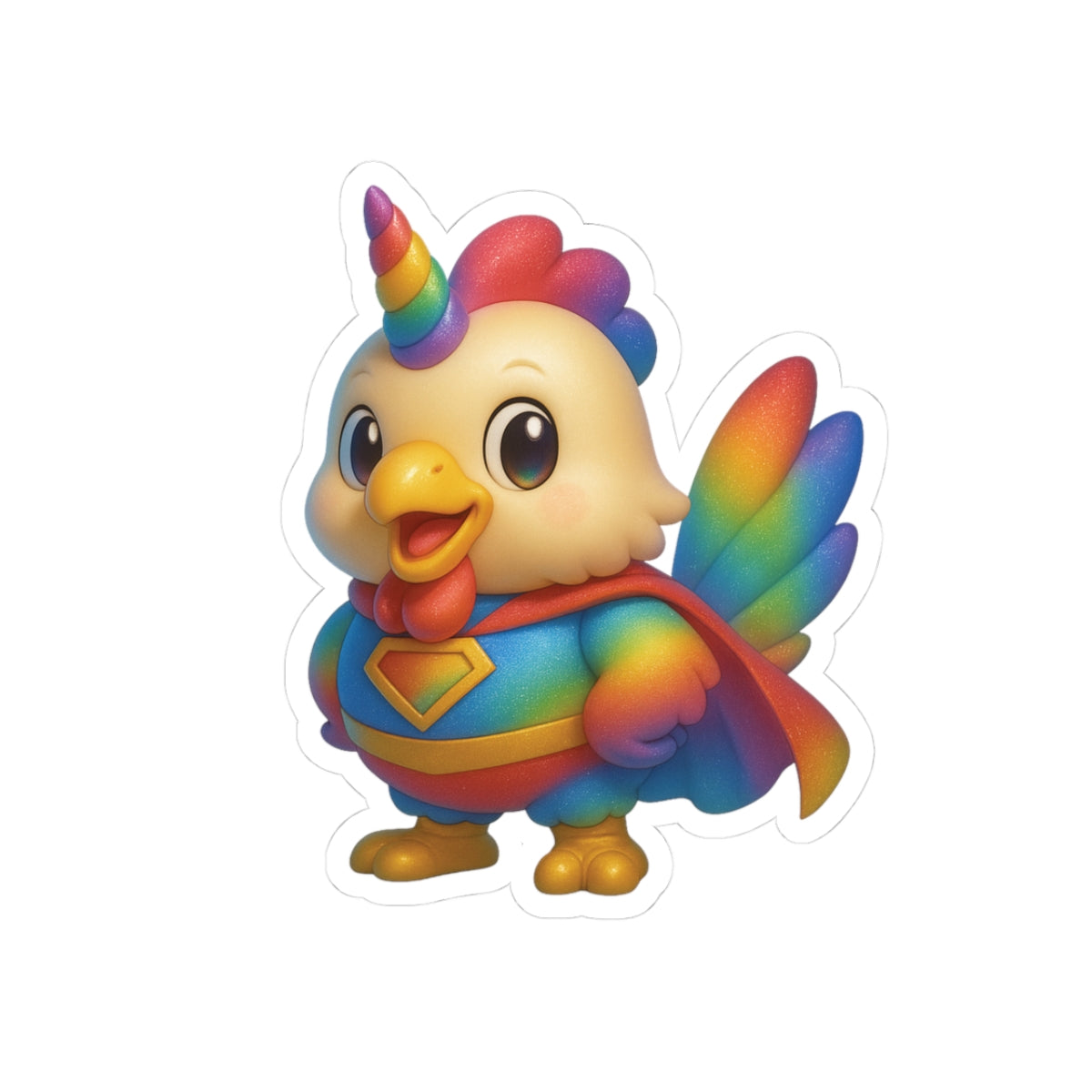 Rainbow Super Chicken Kiss-Cut Stickers, Cute Decor, Fun Gifts, Youthful Vibe, Stickers for Laptops, Water Bottles, & More