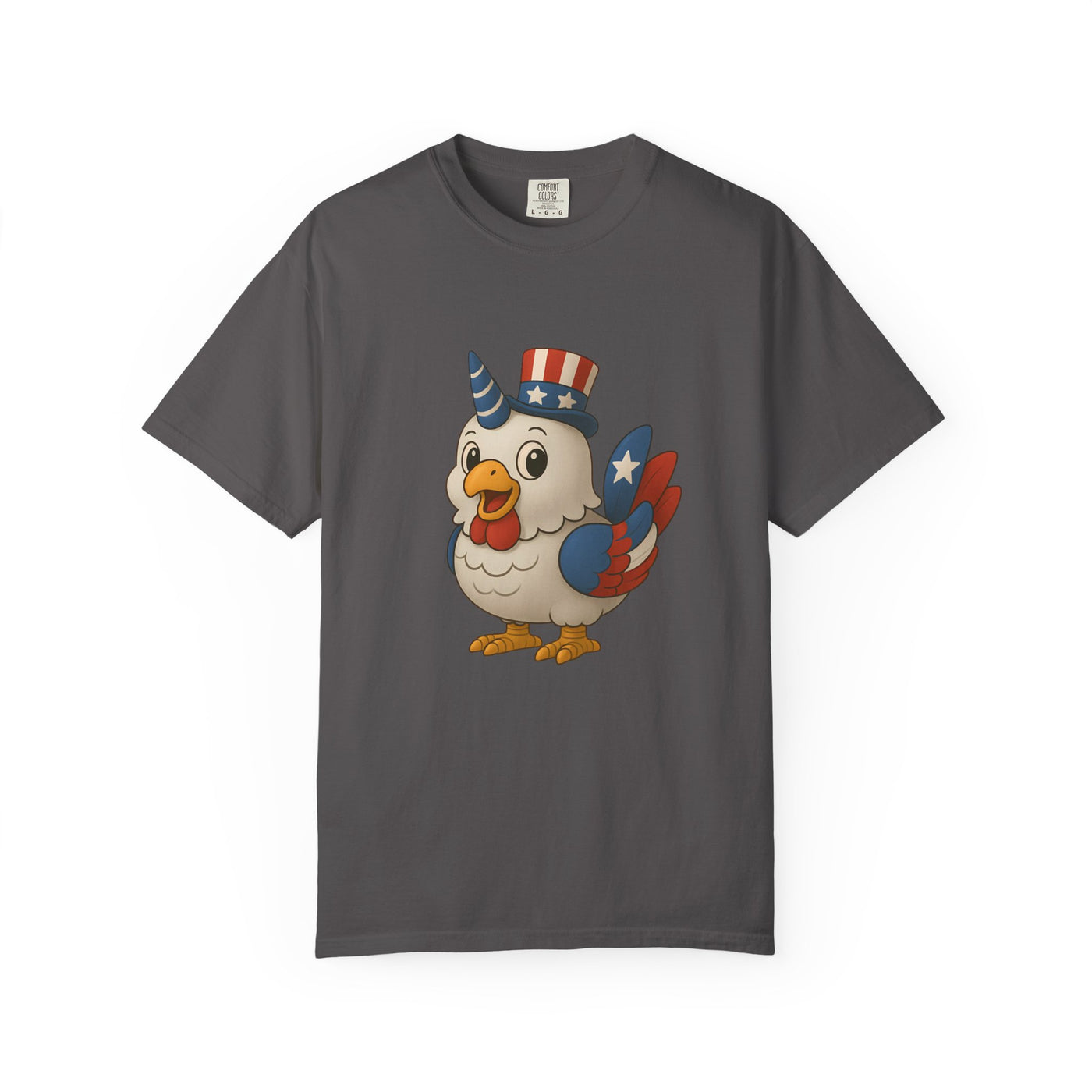 Patriotic Chicken T-shirt, Unisex Garment-Dyed Tee, Funny Graphic Tee, Fourth of July Shirt, Holiday Apparel, Casual Summer Wear