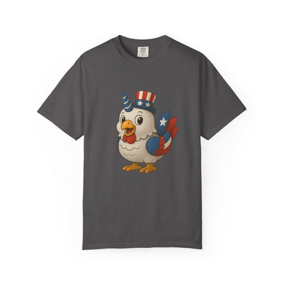 Patriotic Chicken T-shirt, Unisex Garment-Dyed Tee, Funny Graphic Tee, Fourth of July Shirt, Holiday Apparel, Casual Summer Wear