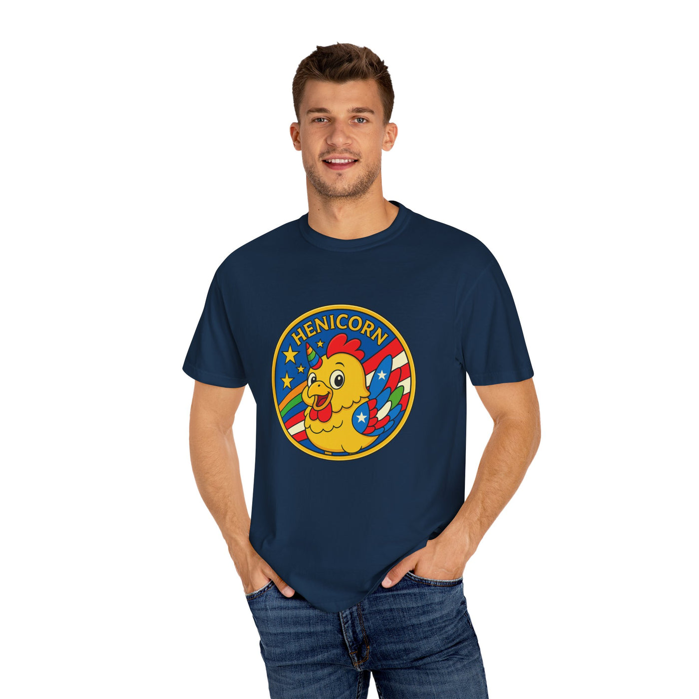 Henicorn Graphic T-Shirt, Funny Gift, Unisex Casual Tee, Quirky Apparel, Chicken Lover Shirt, Celebrate Uniqueness