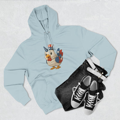 Patriotic Unicorn Chicken Fleece Hoodie, Fun Animal Hoodie, Custom Hoodie, Gift for Kids, Fourth of July Apparel, Summer Fashion