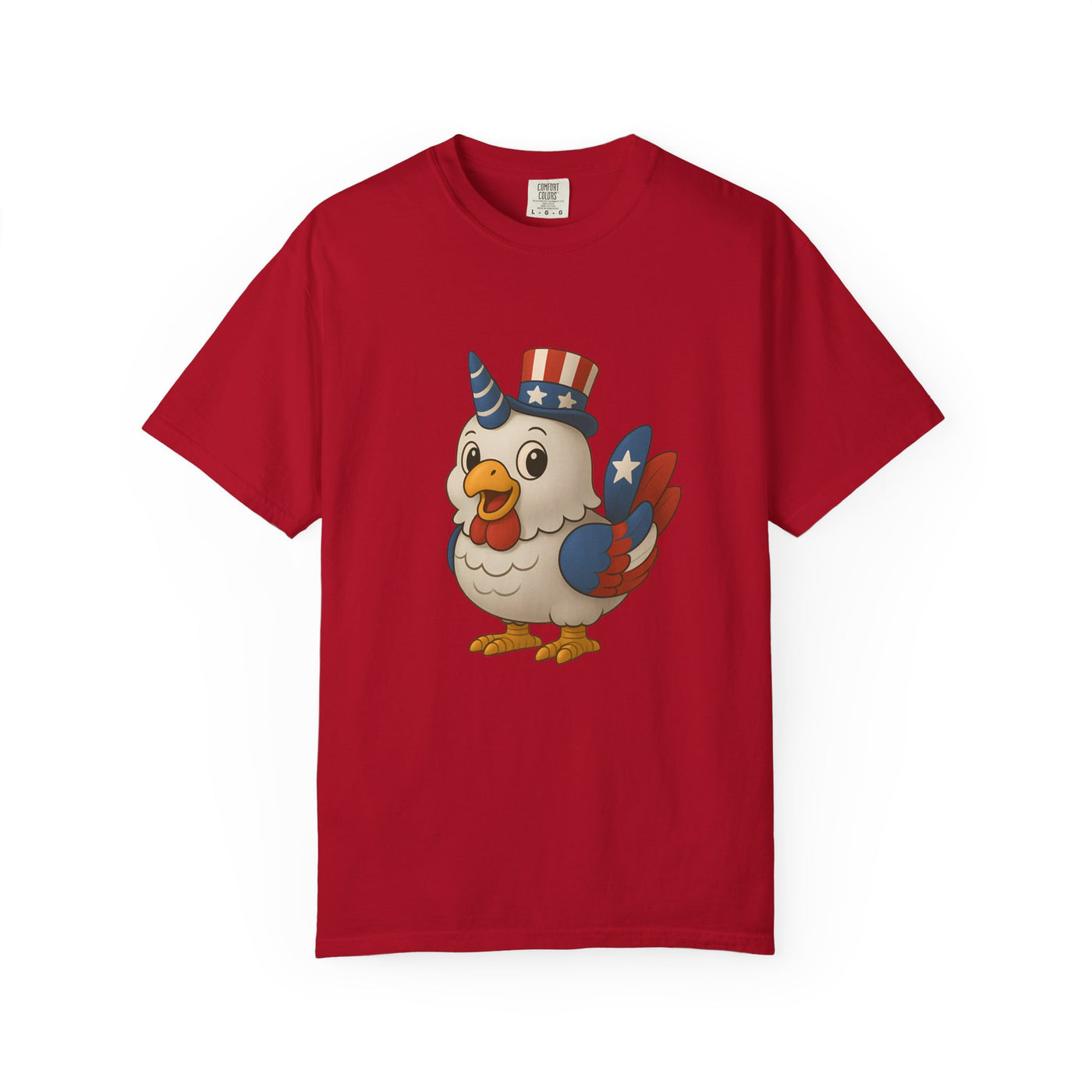 Patriotic Chicken T-shirt, Unisex Garment-Dyed Tee, Funny Graphic Tee, Fourth of July Shirt, Holiday Apparel, Casual Summer Wear