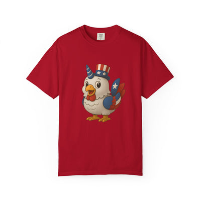 Patriotic Chicken T-shirt, Unisex Garment-Dyed Tee, Funny Graphic Tee, Fourth of July Shirt, Holiday Apparel, Casual Summer Wear