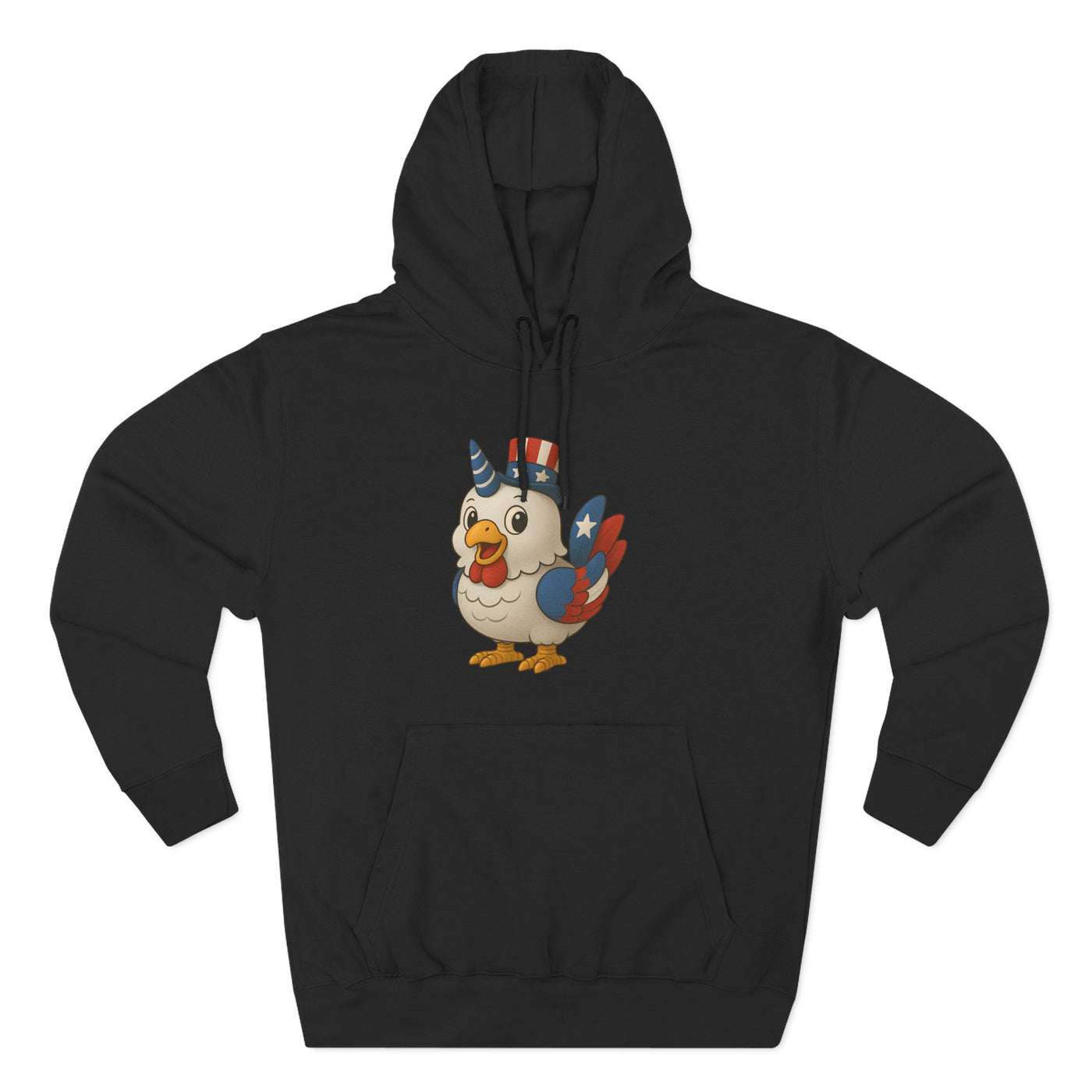 Patriotic Unicorn Chicken Fleece Hoodie, Fun Animal Hoodie, Custom Hoodie, Gift for Kids, Fourth of July Apparel, Summer Fashion