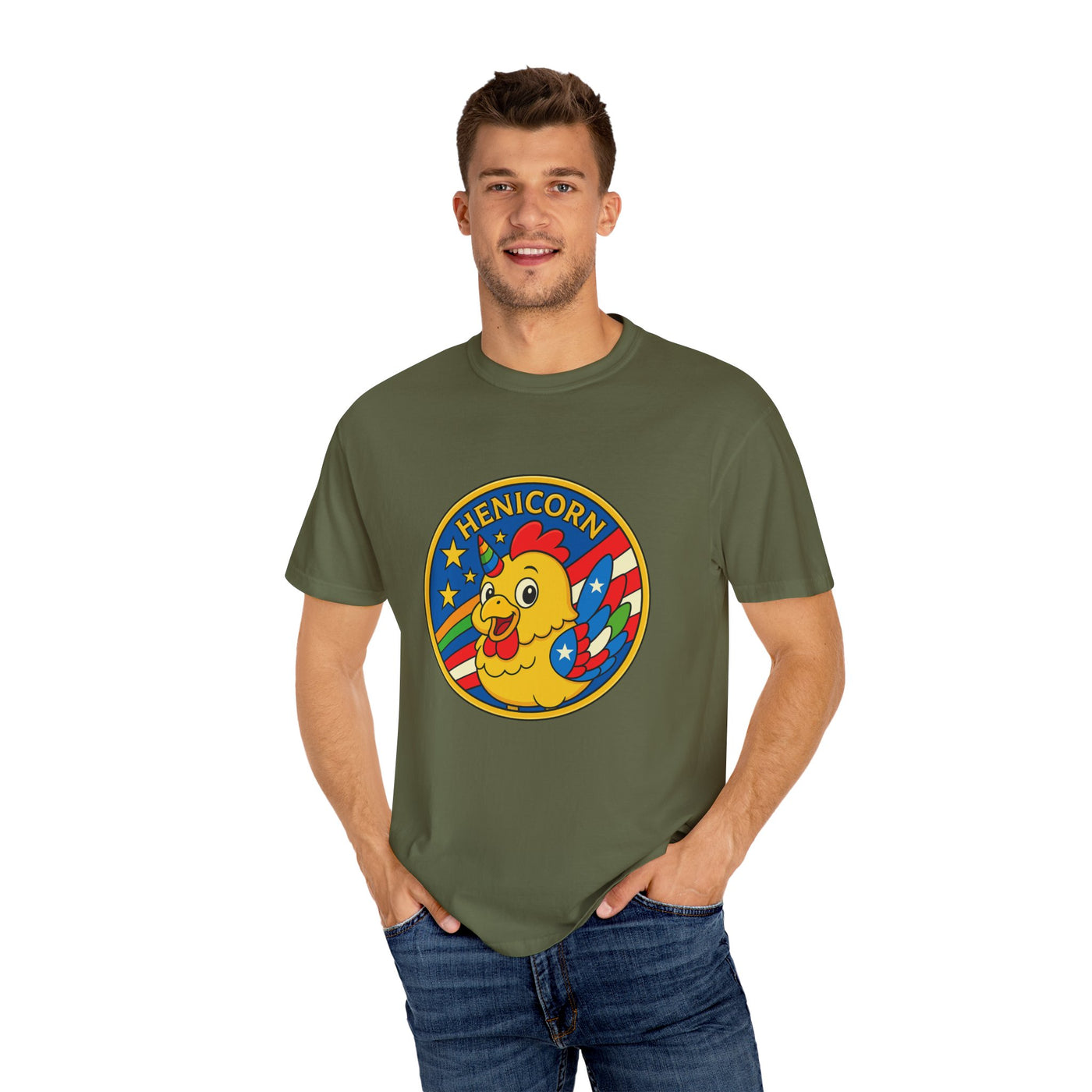Henicorn Graphic T-Shirt, Funny Gift, Unisex Casual Tee, Quirky Apparel, Chicken Lover Shirt, Celebrate Uniqueness