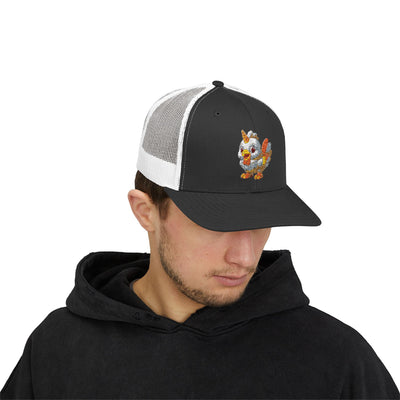 Sparkling Chicken Snapback Trucker Cap | Fun Retro Hat for Festivals, Gatherings, Gifts, Birthday Parties, Casual Wear