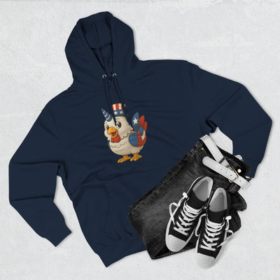 Patriotic Unicorn Chicken Fleece Hoodie, Fun Animal Hoodie, Custom Hoodie, Gift for Kids, Fourth of July Apparel, Summer Fashion