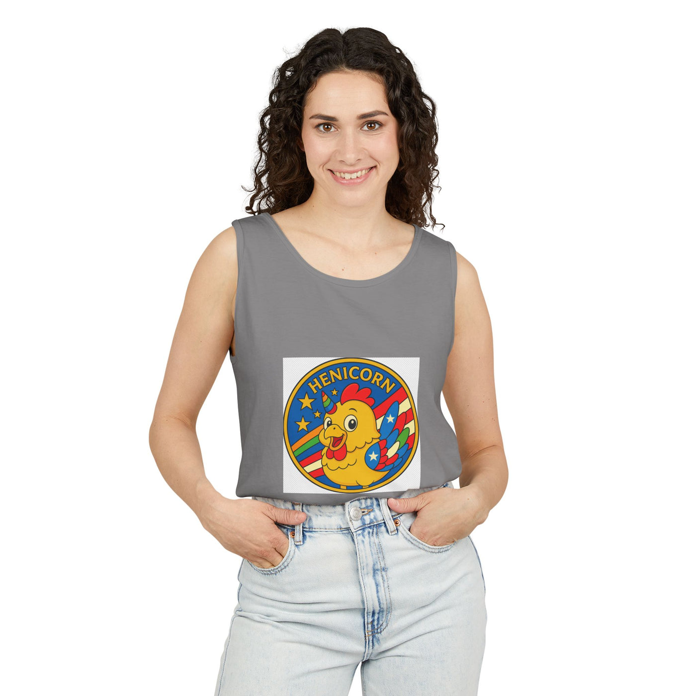 Henicorn Unisex Tank Top - Fun Graphic Tee for Summer, Gifts for Chicken Lovers, Festival Wear, Casual Wear, Unique Fashion