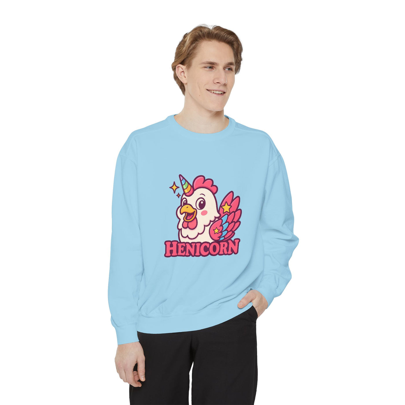 Henicorn Unisex Sweatshirt, Cute Sweater for Animal Lovers, Cozy Gift for Birthdays, Funny Chicken Apparel, Trendy Comfortable Wear