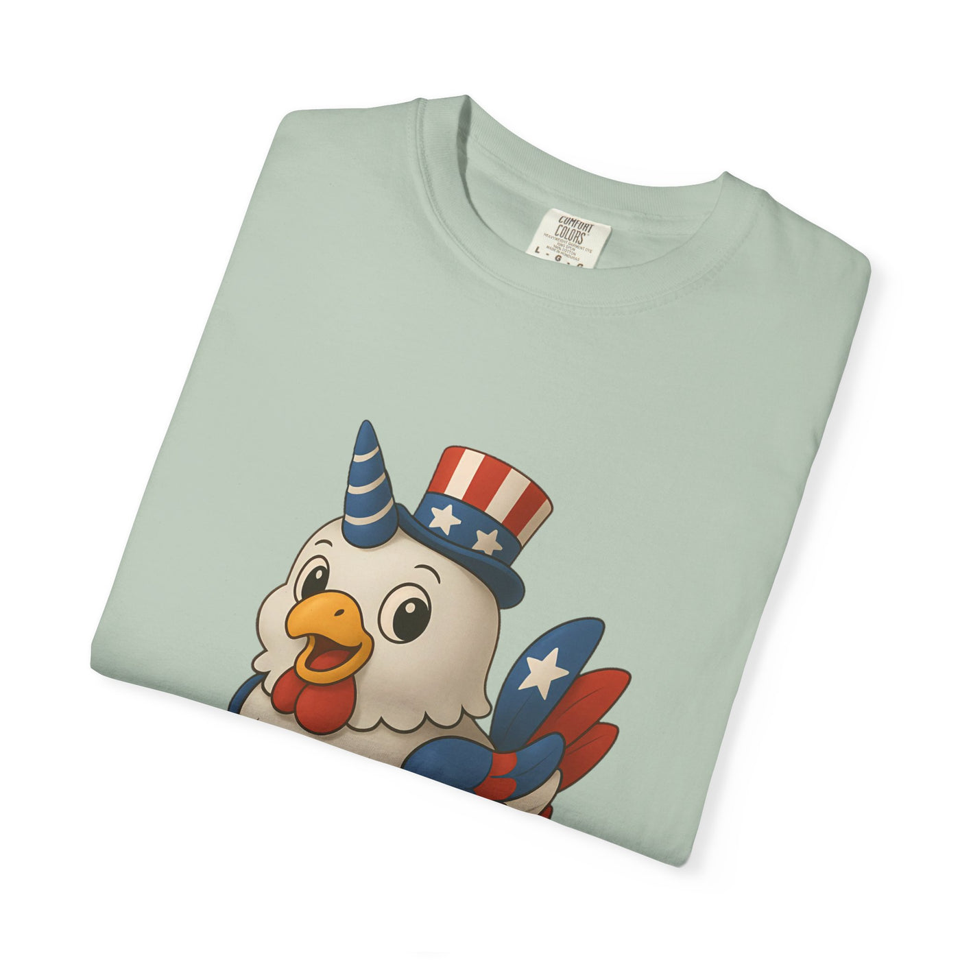 Patriotic Chicken T-shirt, Unisex Garment-Dyed Tee, Funny Graphic Tee, Fourth of July Shirt, Holiday Apparel, Casual Summer Wear