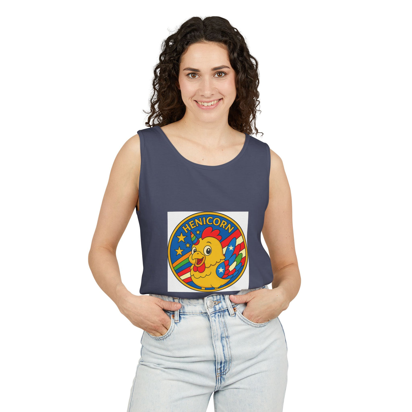 Henicorn Unisex Tank Top - Fun Graphic Tee for Summer, Gifts for Chicken Lovers, Festival Wear, Casual Wear, Unique Fashion