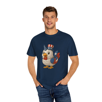 Patriotic Chicken T-shirt, Unisex Garment-Dyed Tee, Funny Graphic Tee, Fourth of July Shirt, Holiday Apparel, Casual Summer Wear