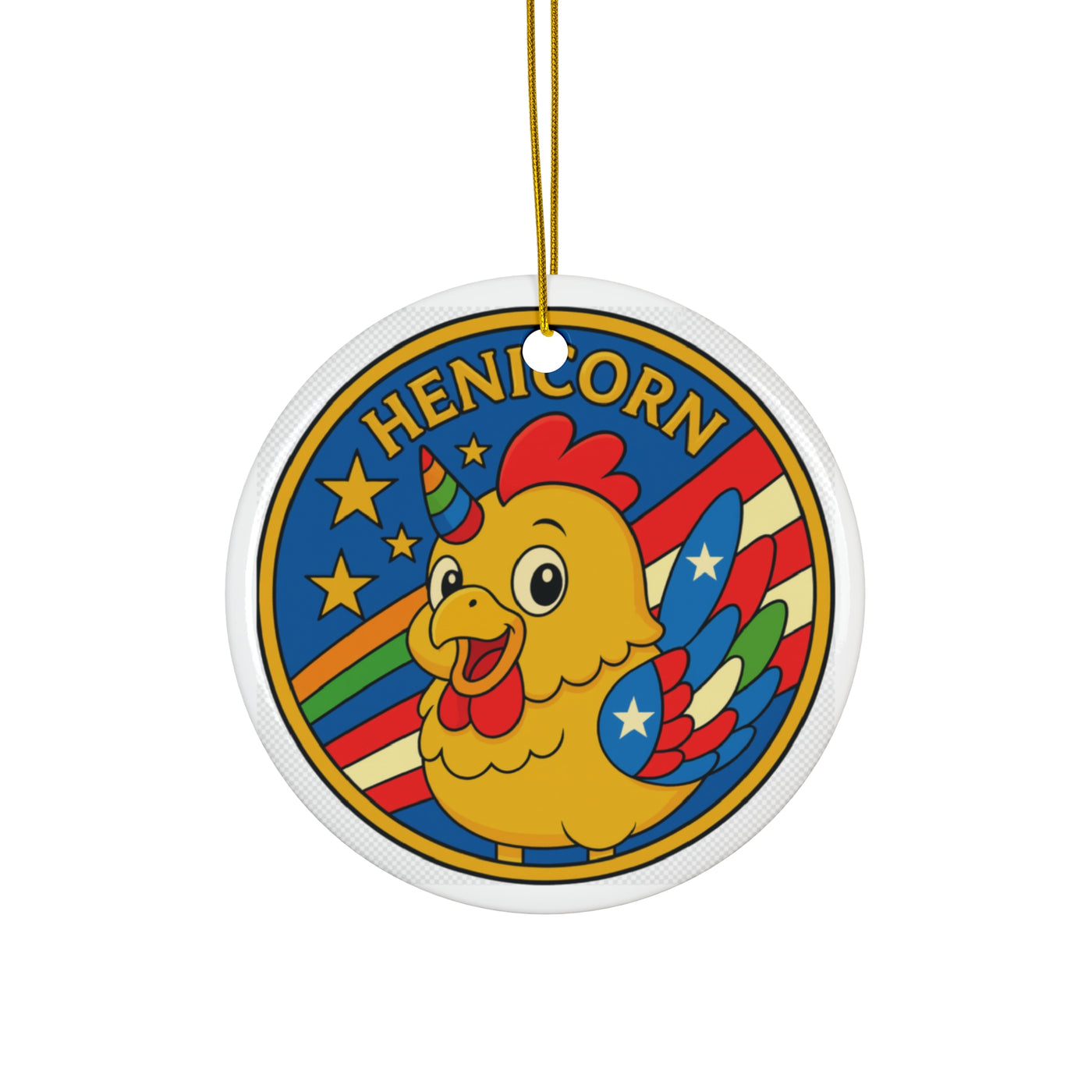 Whimsical Henicorn Ceramic Ornament, Fun Holiday Decor, Unique Gift for Kids, Playful Home Accent, Celebrate Creativity