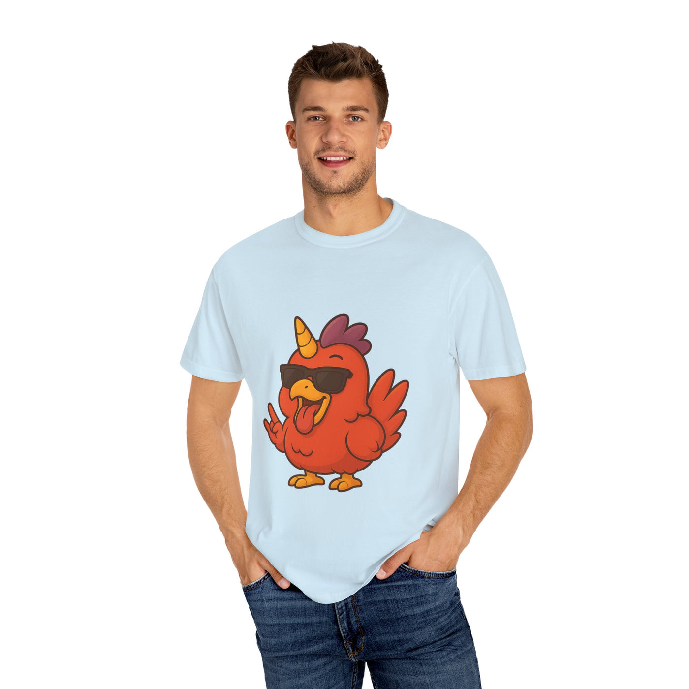 Cool Chicken Unicorn Graphic T-Shirt, Fun Tee for Animal Lovers, Summer Casual Wear, Gift for Birthdays, Festive Celebrations