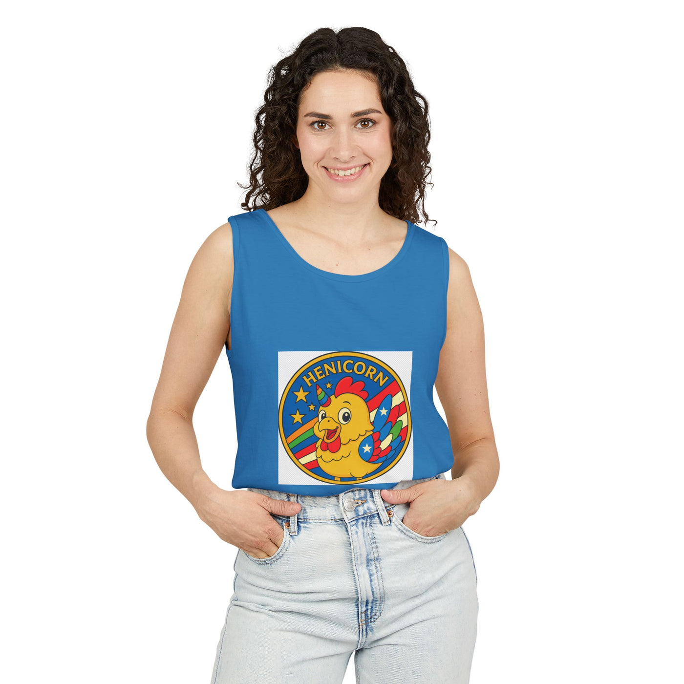 Henicorn Unisex Tank Top - Fun Graphic Tee for Summer, Gifts for Chicken Lovers, Festival Wear, Casual Wear, Unique Fashion