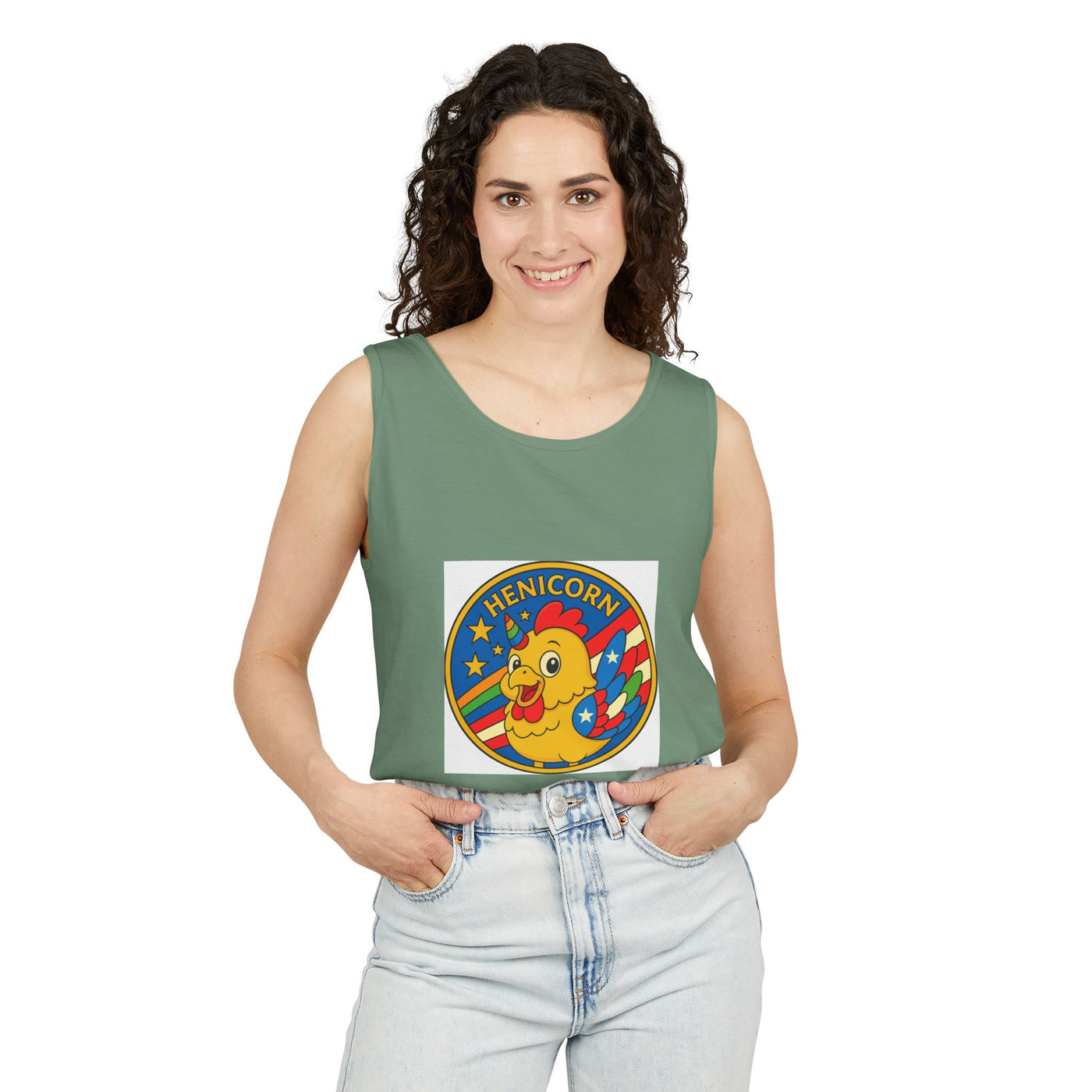 Henicorn Unisex Tank Top - Fun Graphic Tee for Summer, Gifts for Chicken Lovers, Festival Wear, Casual Wear, Unique Fashion