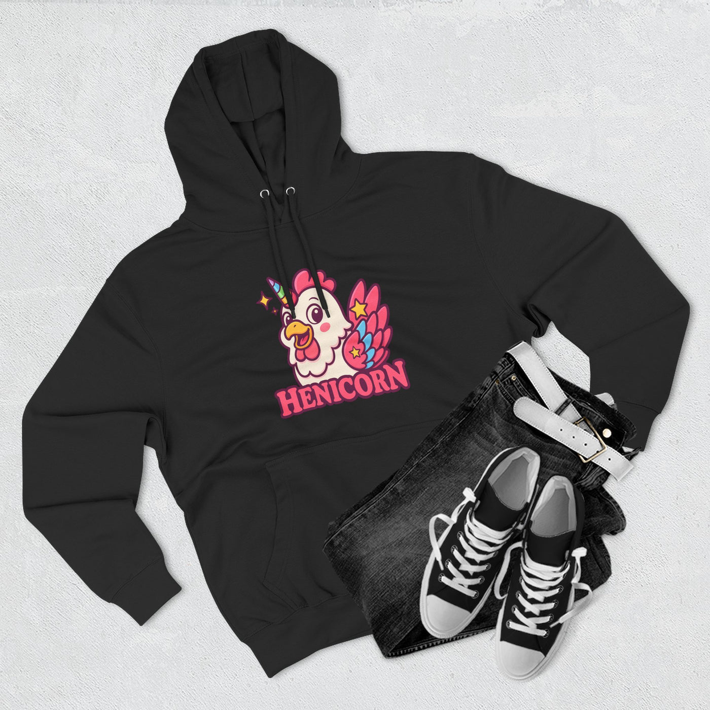 Henicorn Graphic Hoodie, Cute Fleece Sweatshirt, Unique Animal Hoodie, Gift for Animal Lovers, Cozy Graphic Apparel, Fun Unicorn Hoodie