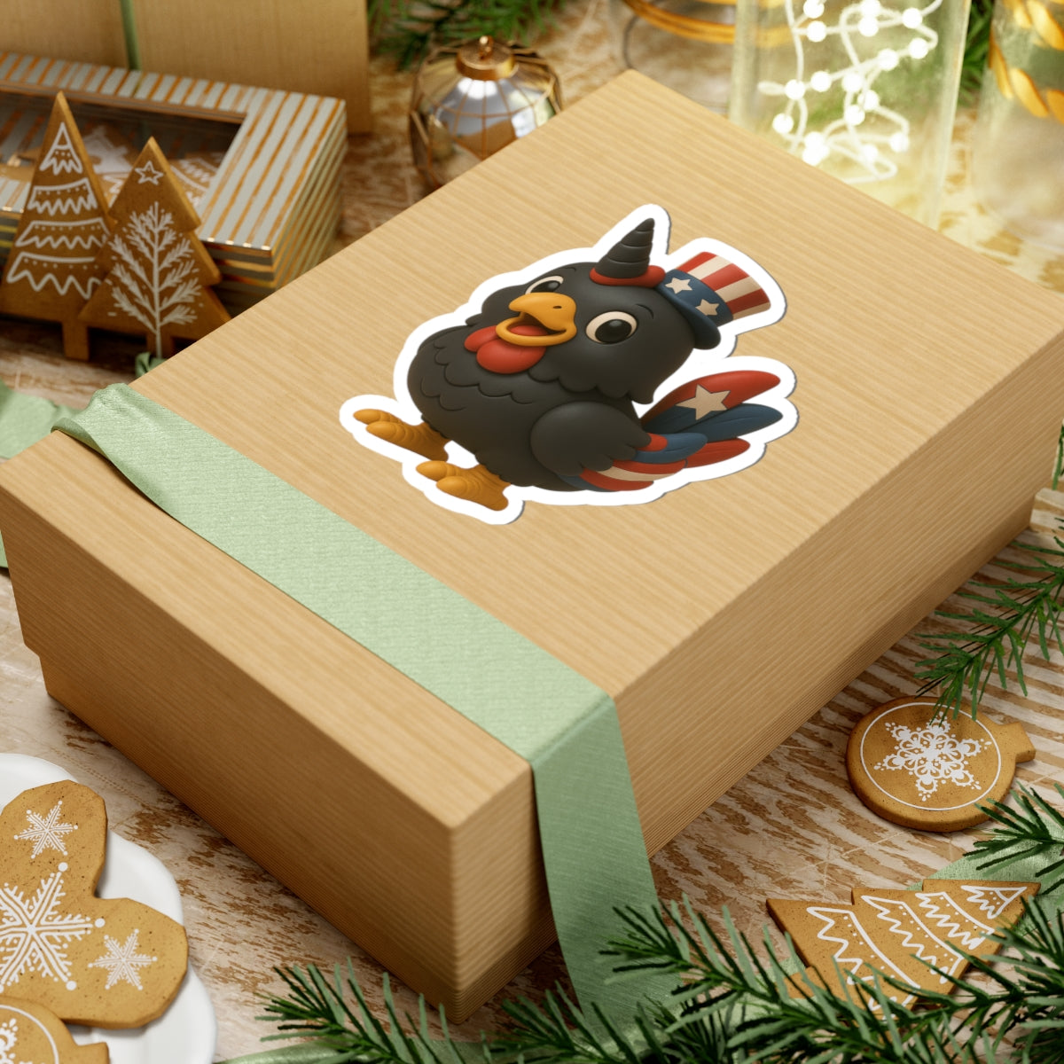 Patriotic Chicken Kiss-Cut Stickers, Fun Laptop Decals, Holiday Party Decor, Independence Day Stickers, Unique Gifts
