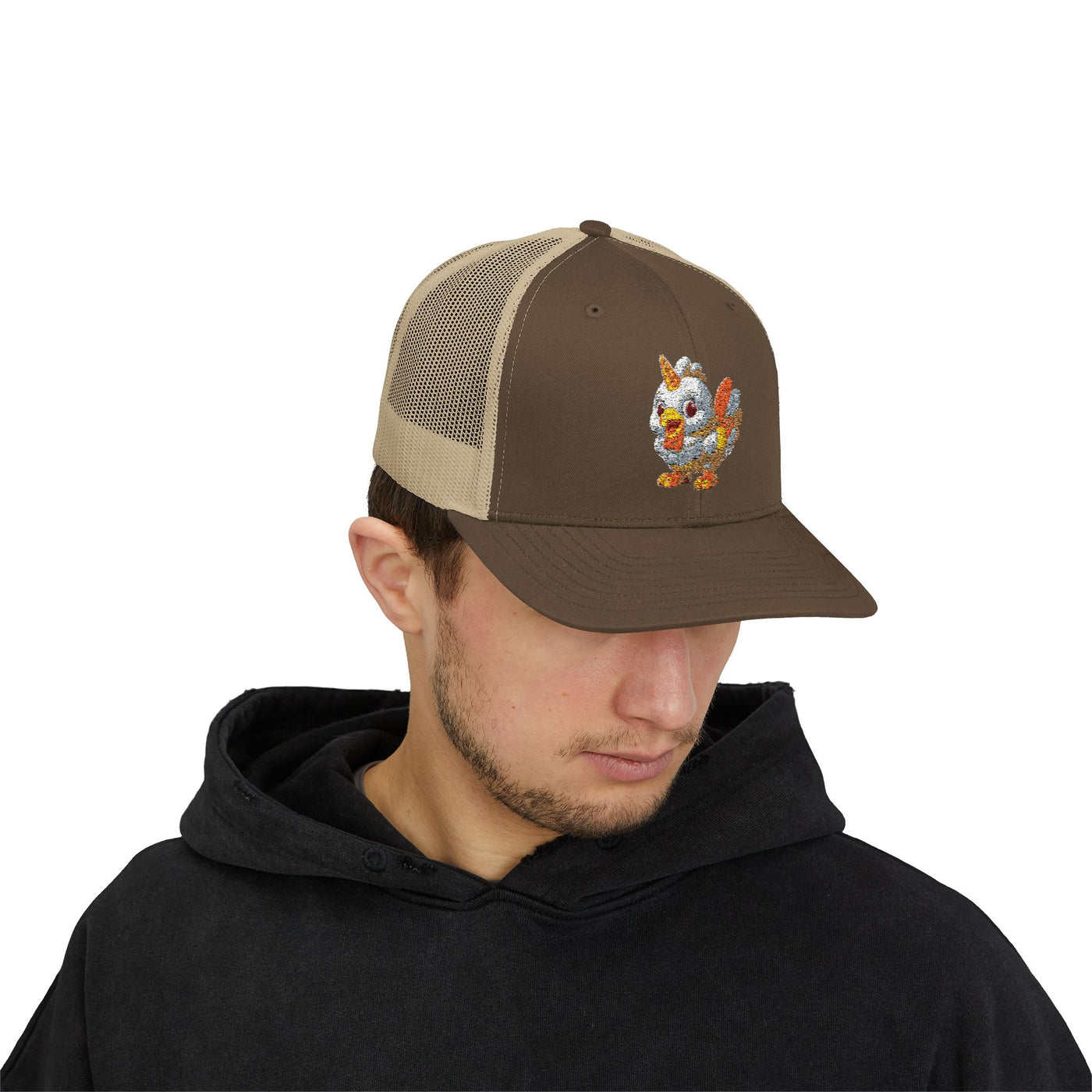 Sparkling Chicken Snapback Trucker Cap | Fun Retro Hat for Festivals, Gatherings, Gifts, Birthday Parties, Casual Wear