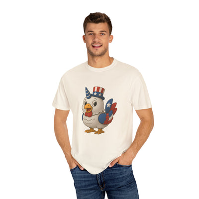 Patriotic Chicken T-shirt, Unisex Garment-Dyed Tee, Funny Graphic Tee, Fourth of July Shirt, Holiday Apparel, Casual Summer Wear