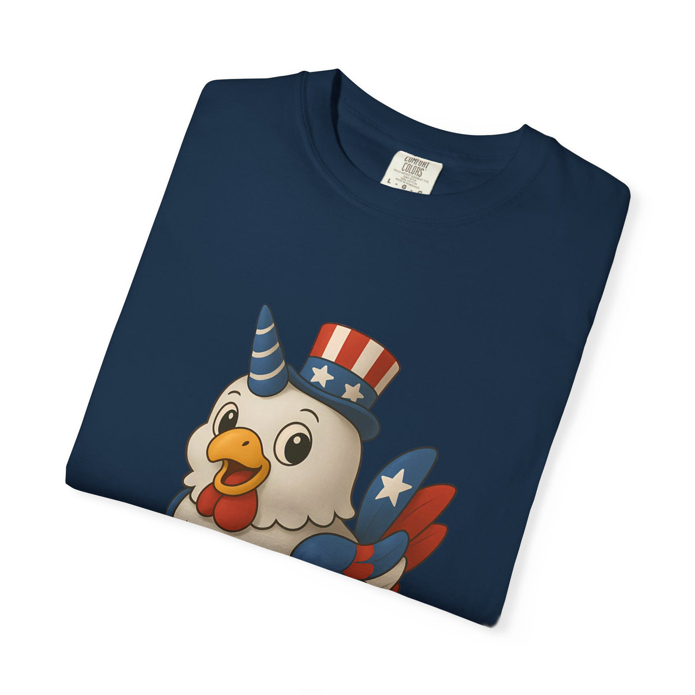 Patriotic Chicken T-shirt, Unisex Garment-Dyed Tee, Funny Graphic Tee, Fourth of July Shirt, Holiday Apparel, Casual Summer Wear
