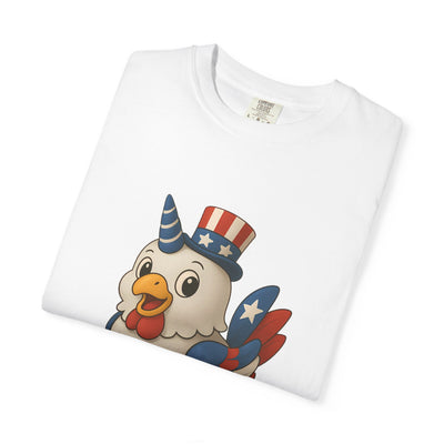 Patriotic Chicken T-shirt, Unisex Garment-Dyed Tee, Funny Graphic Tee, Fourth of July Shirt, Holiday Apparel, Casual Summer Wear