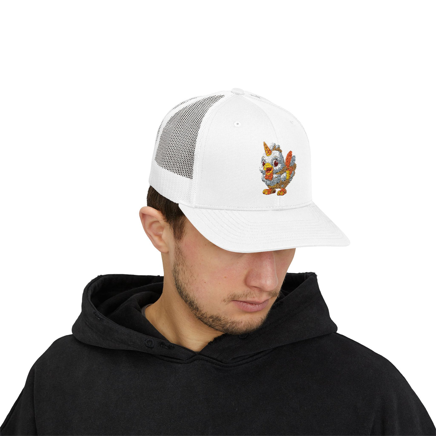 Sparkling Chicken Snapback Trucker Cap | Fun Retro Hat for Festivals, Gatherings, Gifts, Birthday Parties, Casual Wear