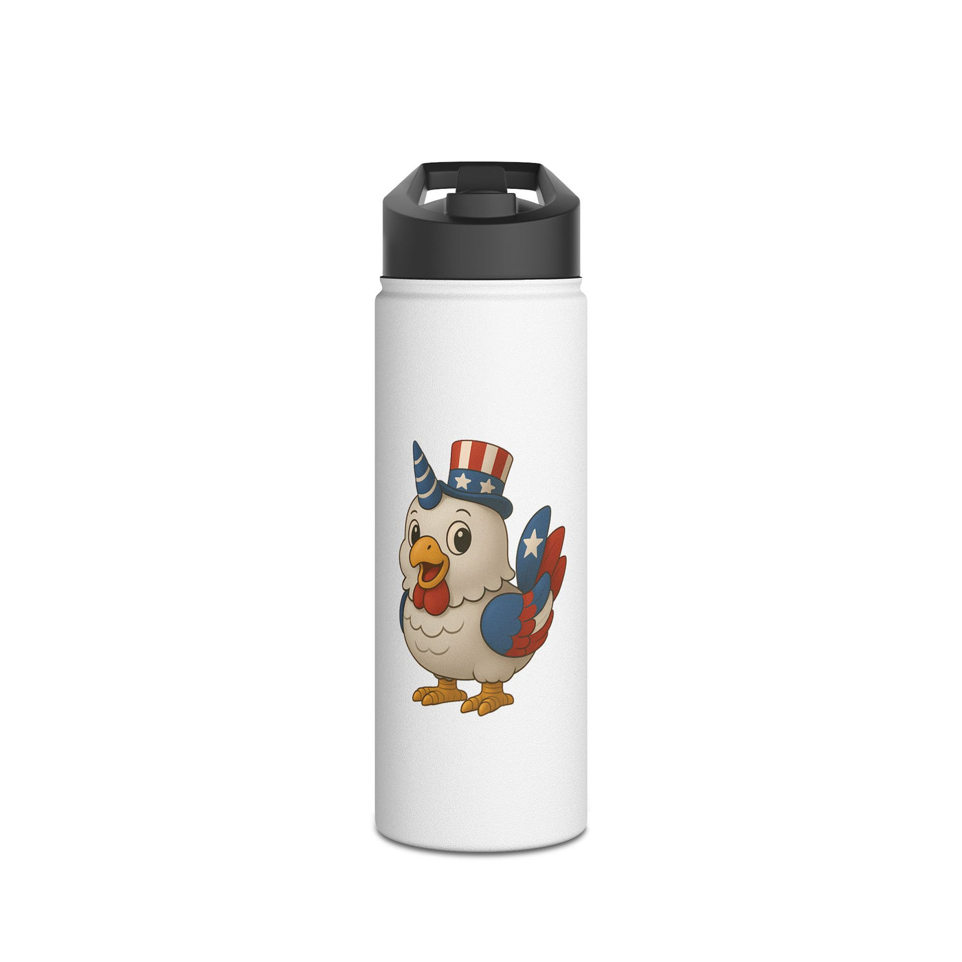 Patriotic Cartoon Water Bottle, Summer Hydration, Travel Mug, Kids' Water Bottle, Fourth of July Gift, Outdoor Adventure