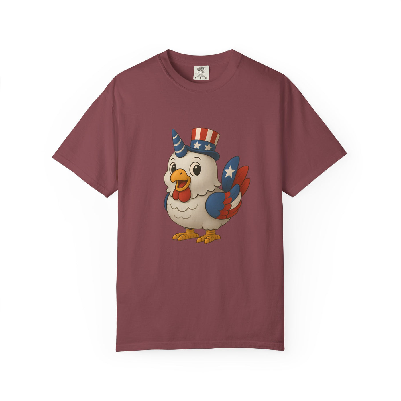 Patriotic Chicken T-shirt, Unisex Garment-Dyed Tee, Funny Graphic Tee, Fourth of July Shirt, Holiday Apparel, Casual Summer Wear