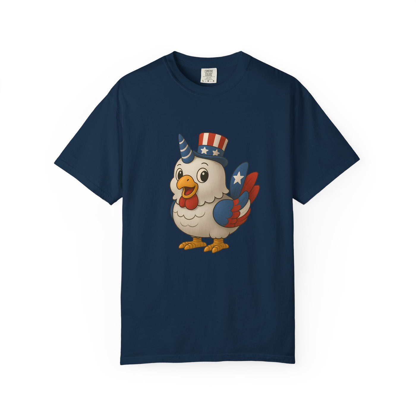 Patriotic Chicken T-shirt, Unisex Garment-Dyed Tee, Funny Graphic Tee, Fourth of July Shirt, Holiday Apparel, Casual Summer Wear