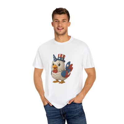 Patriotic Chicken T-shirt, Unisex Garment-Dyed Tee, Funny Graphic Tee, Fourth of July Shirt, Holiday Apparel, Casual Summer Wear